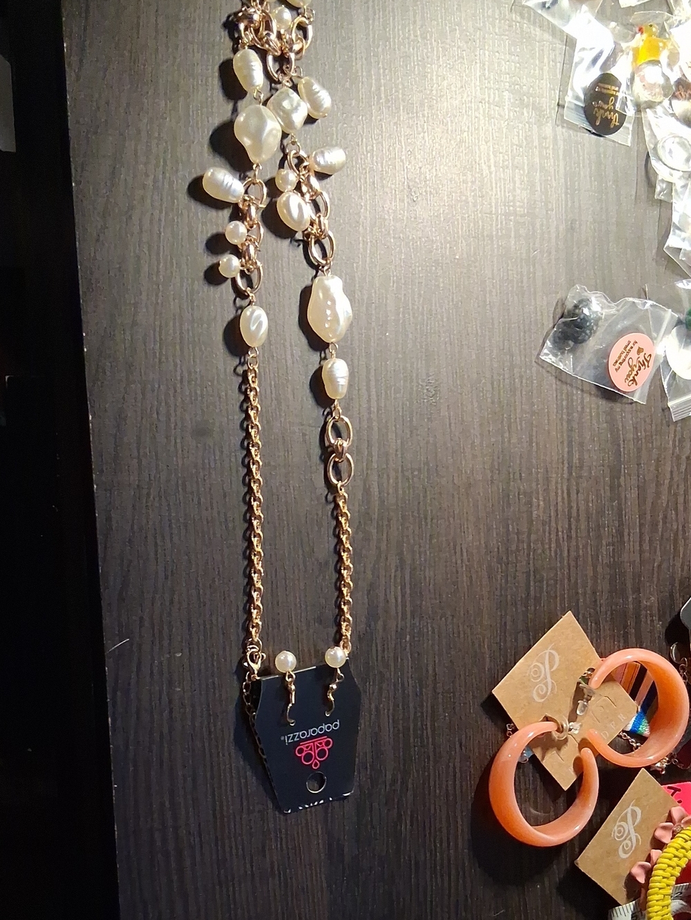paparazzi Gold and White Pearl Station Necklace